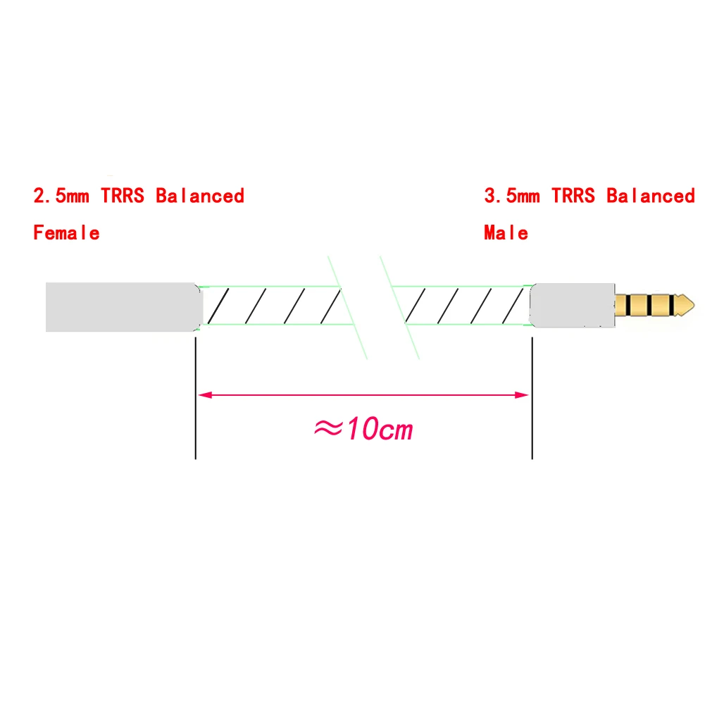 TOP-HiFi UPOCC Single Crystal Copper 3.5mm TRRS Balanced Male to 2.5mm TRRS Balanced Female Audio Adapter Cable 2.5mm to 3.5mm