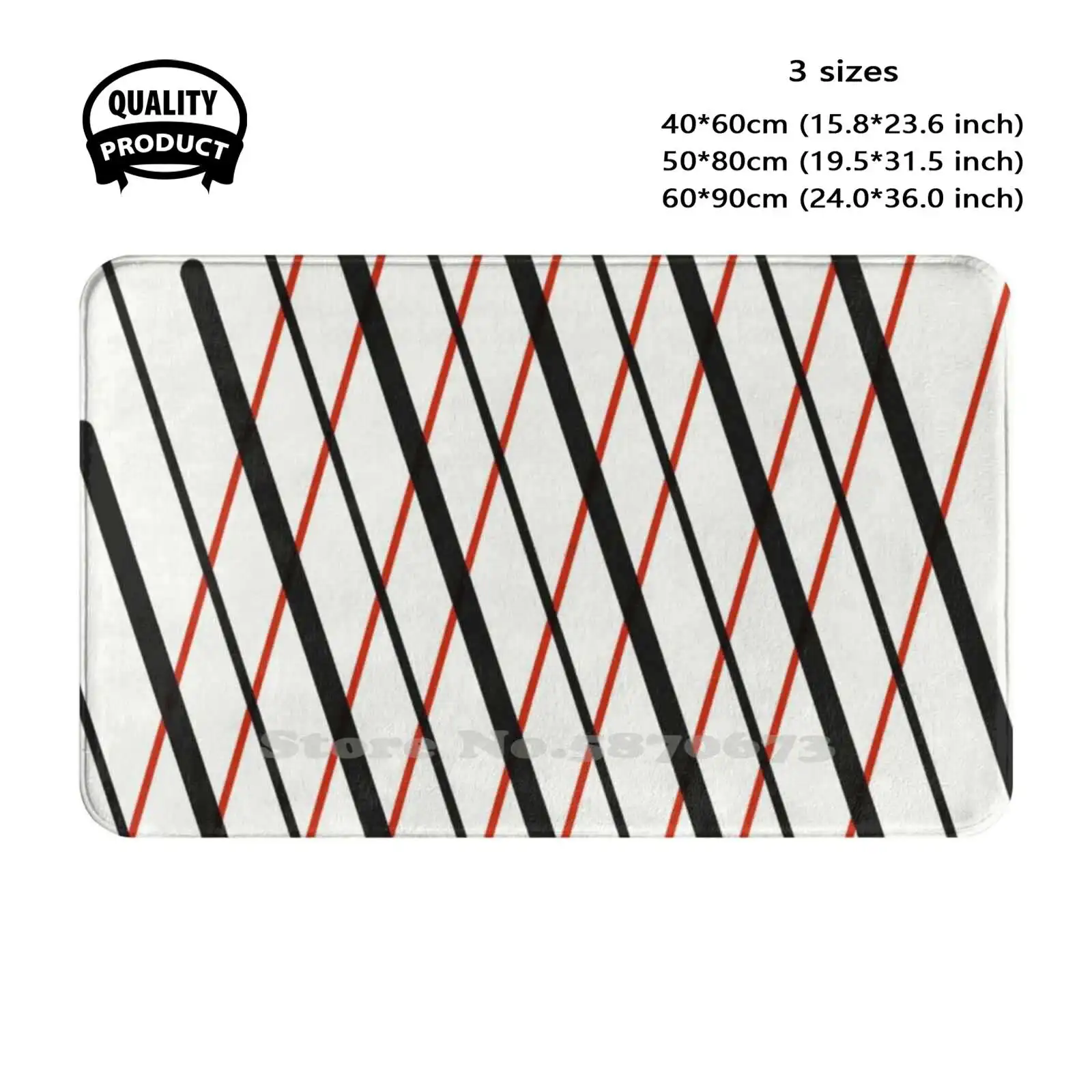 Lines Soft Cushion Home Carpet Door Mat Car Rug Lines Black Red Pattern Geometric Quinn Diamonds