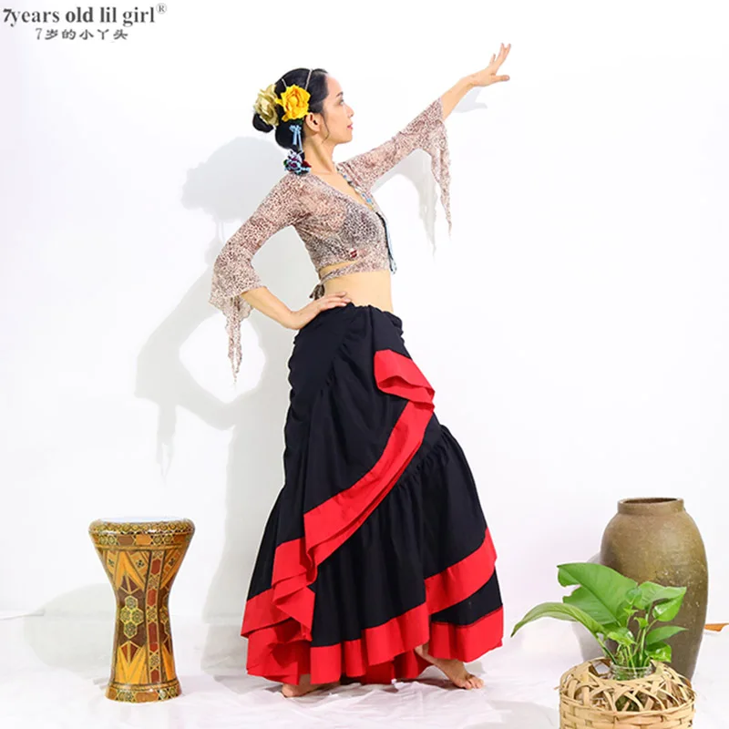 Saias de dança do ventre, estatuetas de algodão espanhol, roupa para dança do ventre, 20 metros longa, ancel dii01