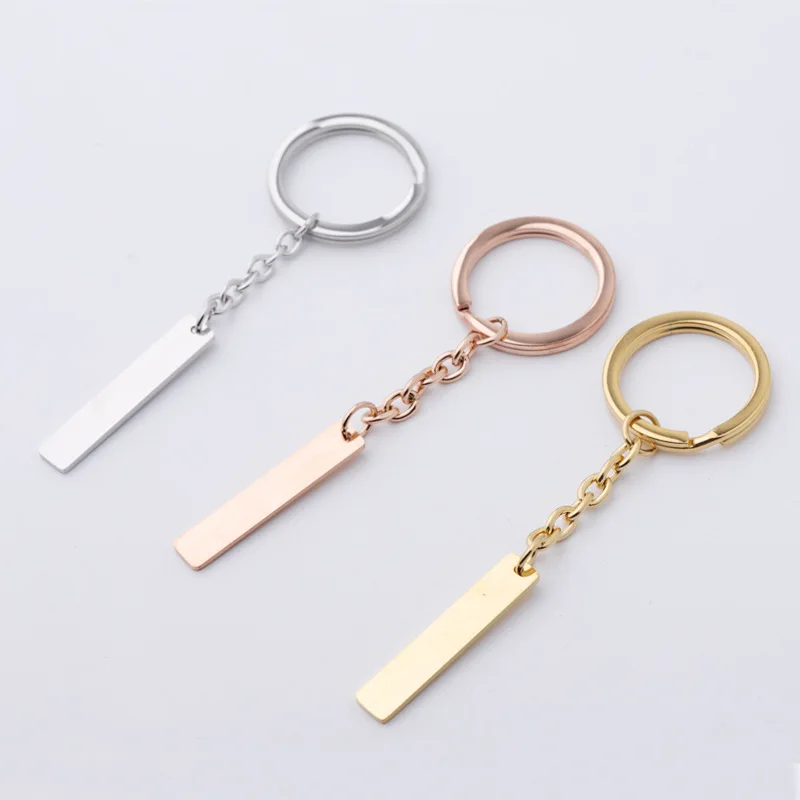 10pcs 8cm 5.8g Mirror stainless steel key ring creative license plate number car key pendant anti loss telephone number plate