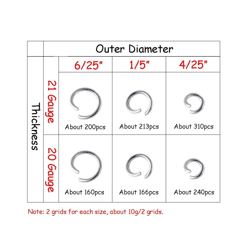 Mixed Metal Material Open Jump Rings For Jewelry DIY Making 4~6mm in diameter;0.7~0.8mm thick;2.6~4.4mm inner diameter F60