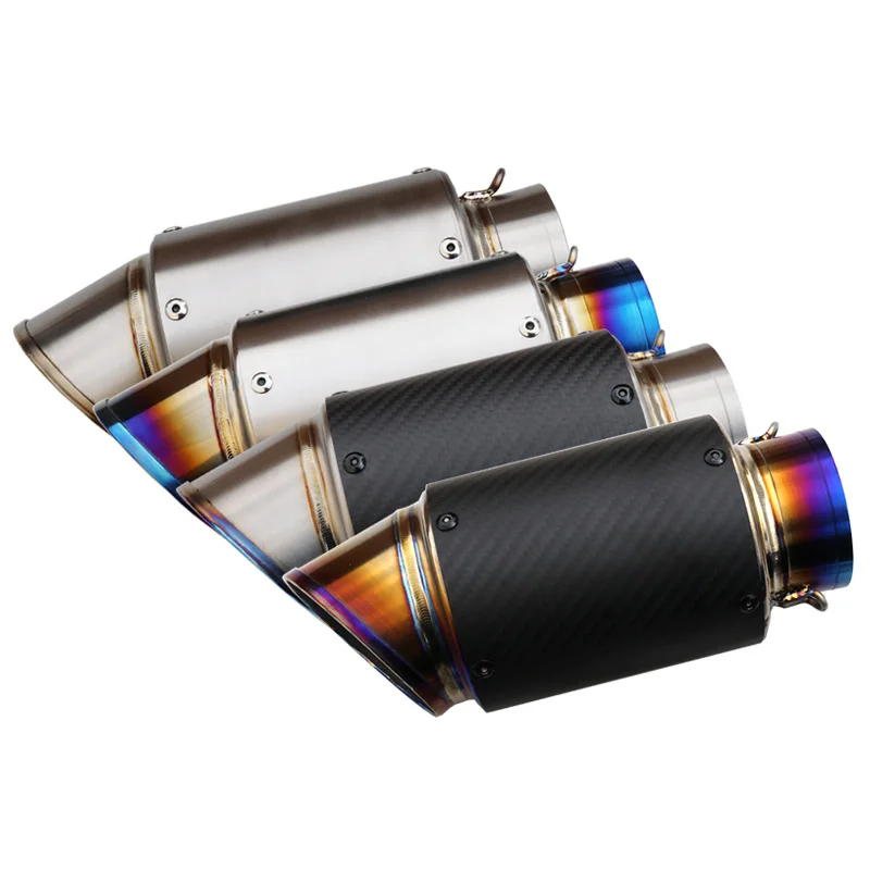 Inlet 51mm 61mm 63mm 65mm Customized Motorcycle Exhaust Muffler Pipe Escape Moto DB Killer Motorbike Carbon Fiber Titanium Alloy