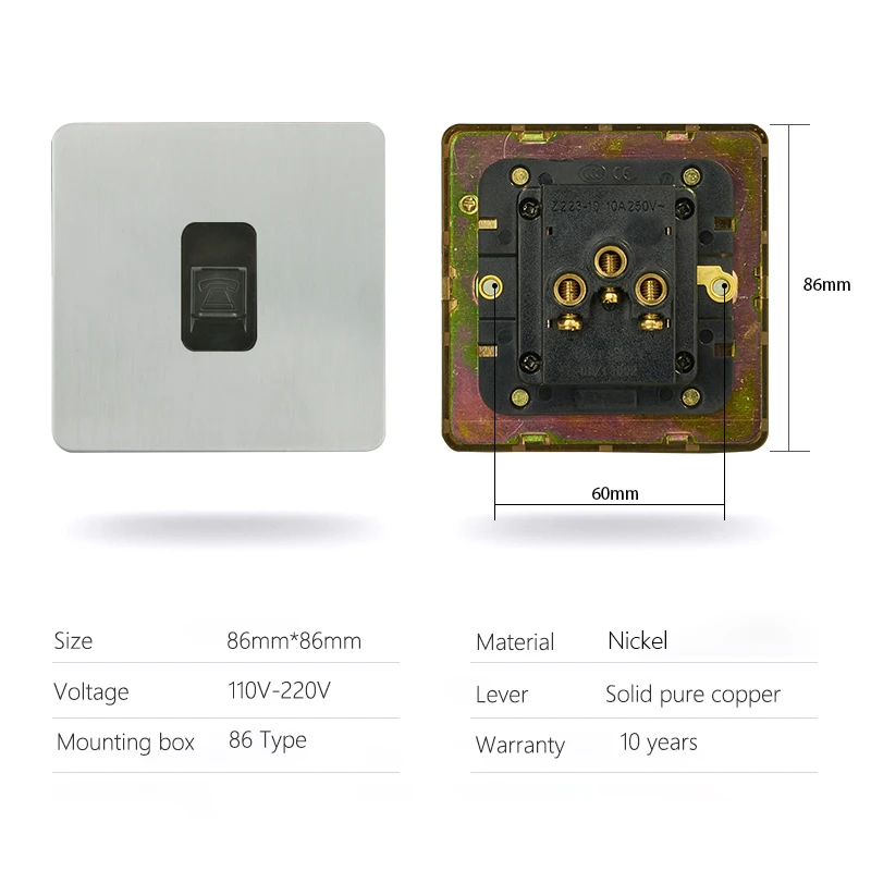 Avoir Nickel Brushed Panel Carved Toggle Switch Light Switch Electrical Outlets Sockets Switches Home Wall Switch EU French RJ45