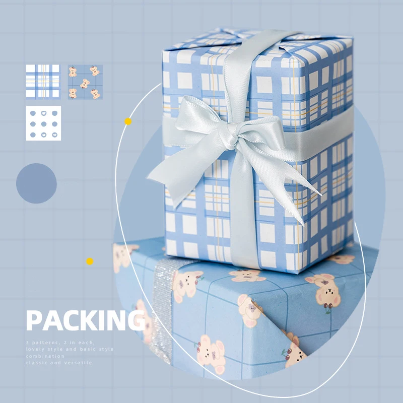 Kawaii printing material paper holding cute wrapping paper cute all-match holiday gift wrapping paper learning wrapping paper