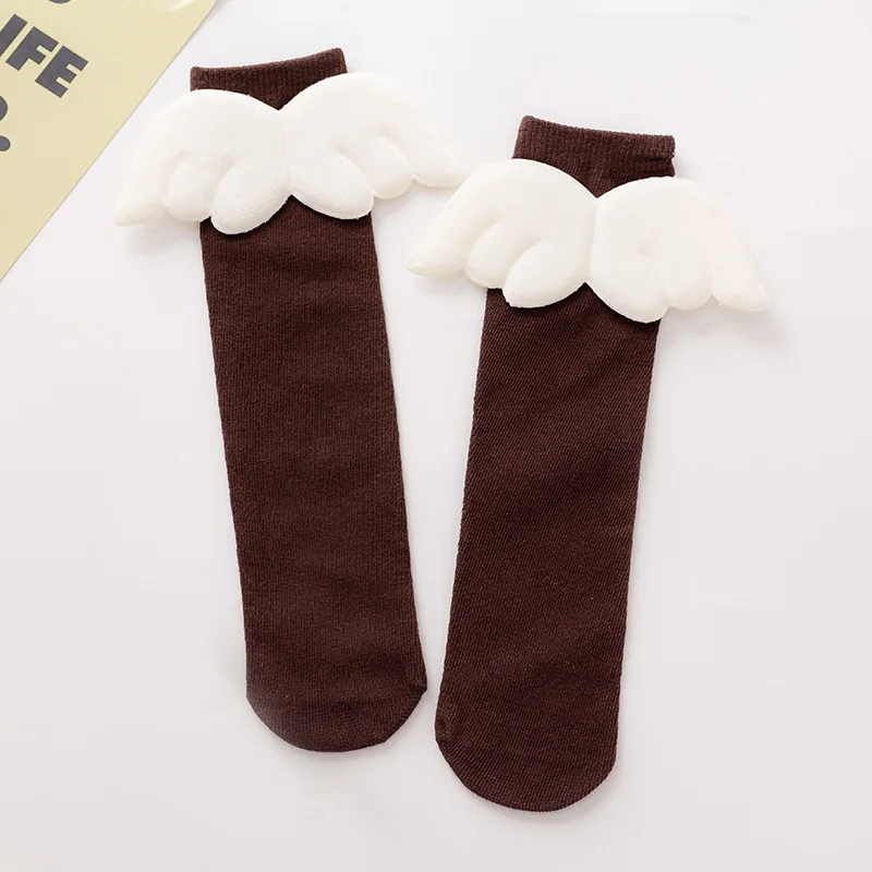 Baby Girls Knee High Socks Angel wing Summer Autumn Cotton Socks Solid Candy Color Kids Toddler Short Socks For Children