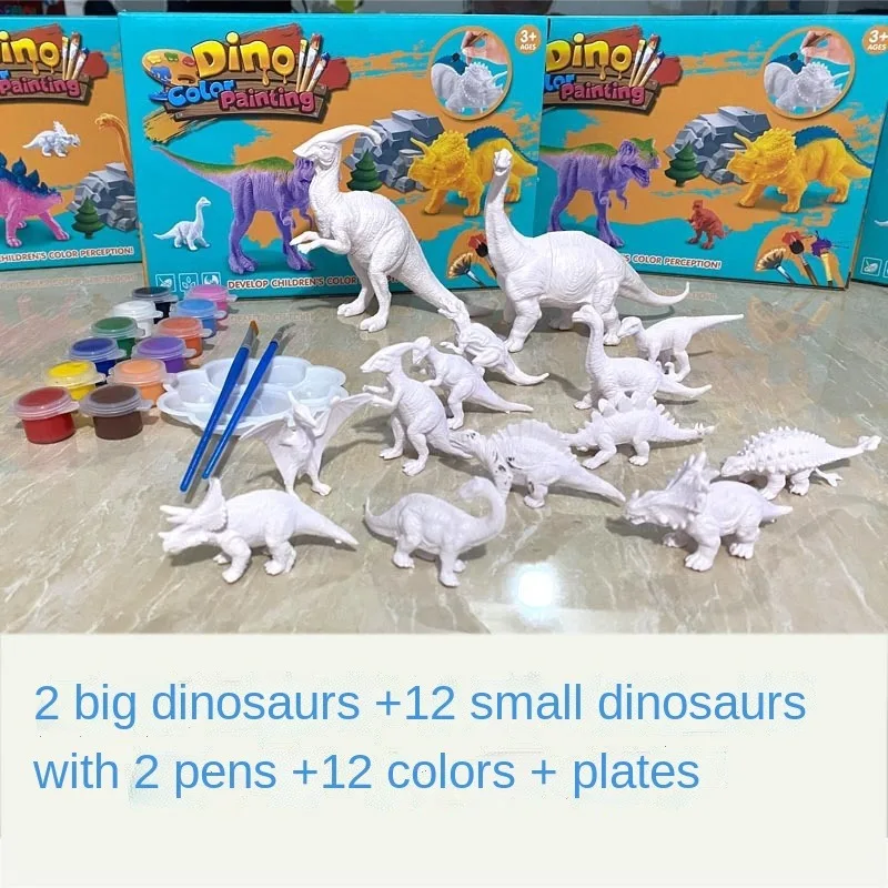 Quebra-cabeça pintado com grafite infantil, colorir dinossauros, modelo artesanal DIY, boneca pintada, brinquedos para meninos e meninas