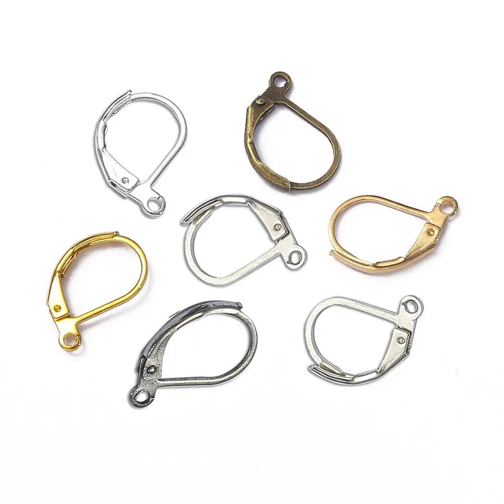10 stks 10x16mm Goud Zilver Franse Hendel Oorbel Haken Draad Instellingen Base Hoops voor DIY Sieraden Maken groothandel