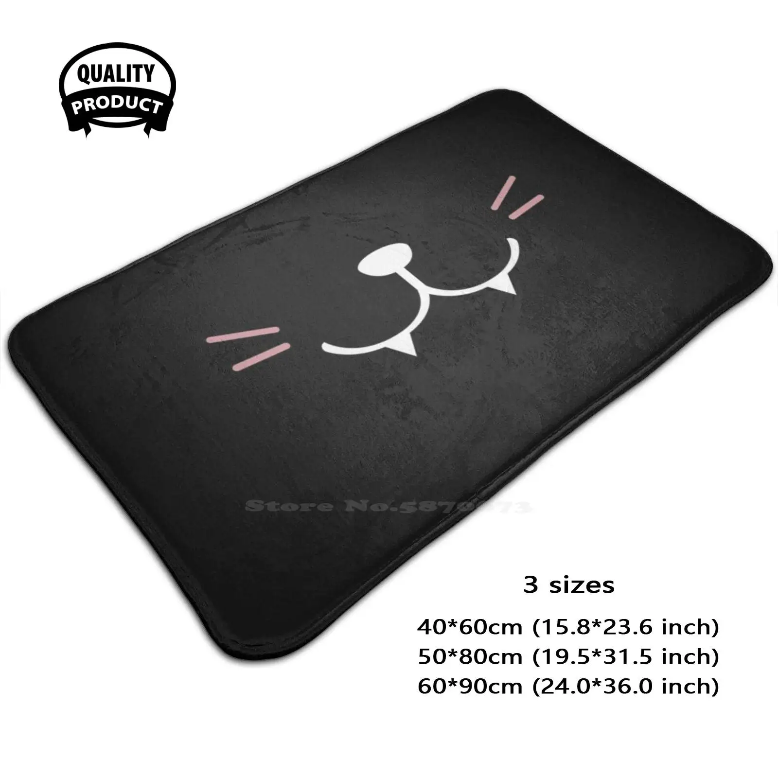 Kitty Blushing Anime Soft Cushion Home Carpet Door Mat Car Rug Anime Bavette Cheeky Mouth Smile Happy Facemask Neko Cat Cute