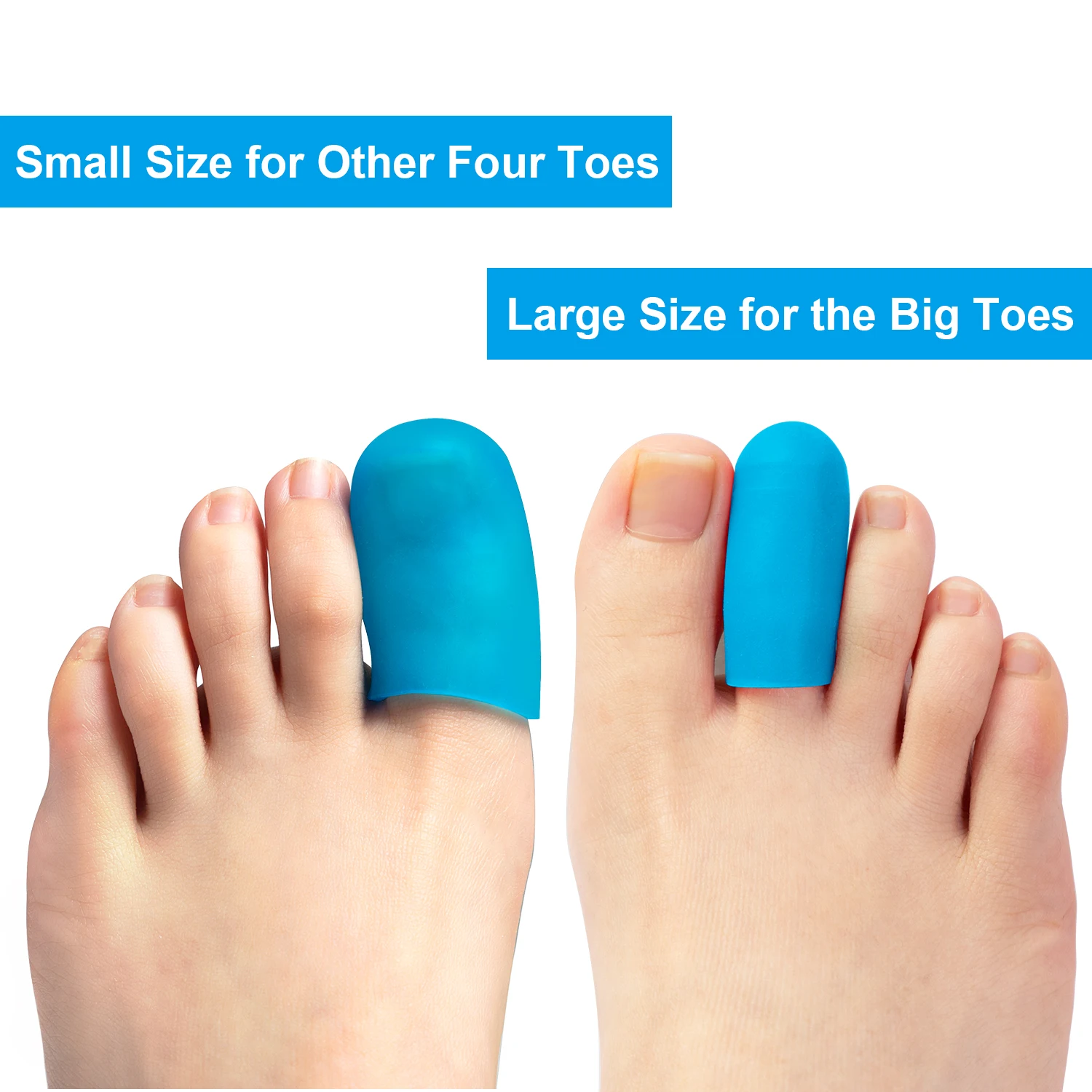 2pcs Blue Soft Silicone Toe Protectors Bunion Pain Relief Toe Sleeves Caps Prevent Corns Calluses Blisters Foot Care Tool Z66301