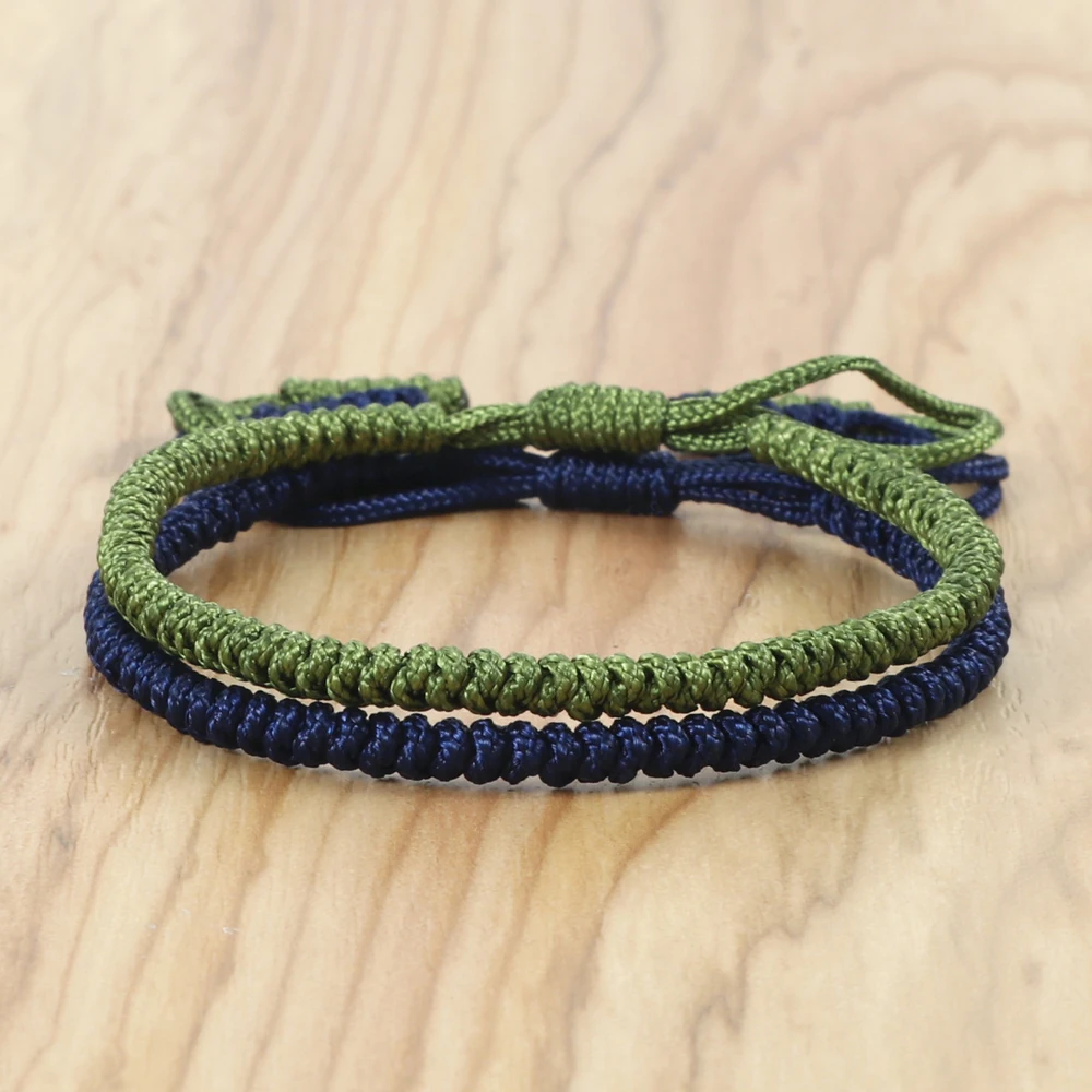 Intrecciato I Braccialetti Delle Donne Degli Uomini Fatti A Mano Tessuto Blu Scuro Verde Braccialetto di Corda Yoga Braccialetti Best Amico Dei Monili Paio di Regali Unisex