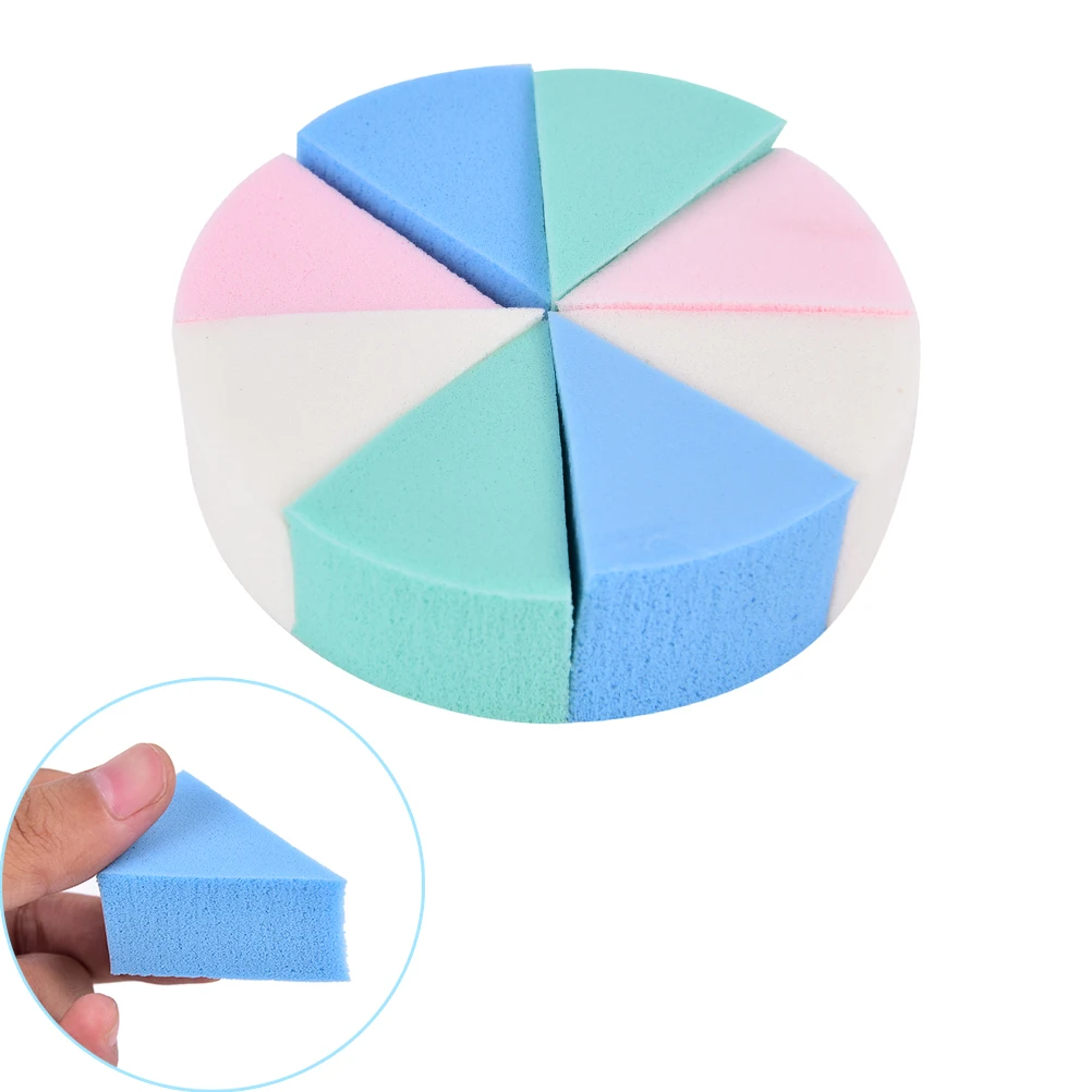 8pcs Candy Color Triangle Shaped Soft Magic Face Cleaning Cosmetic Puff Makeup Sponge Cleansing Wash Face Makeup 2 Styles