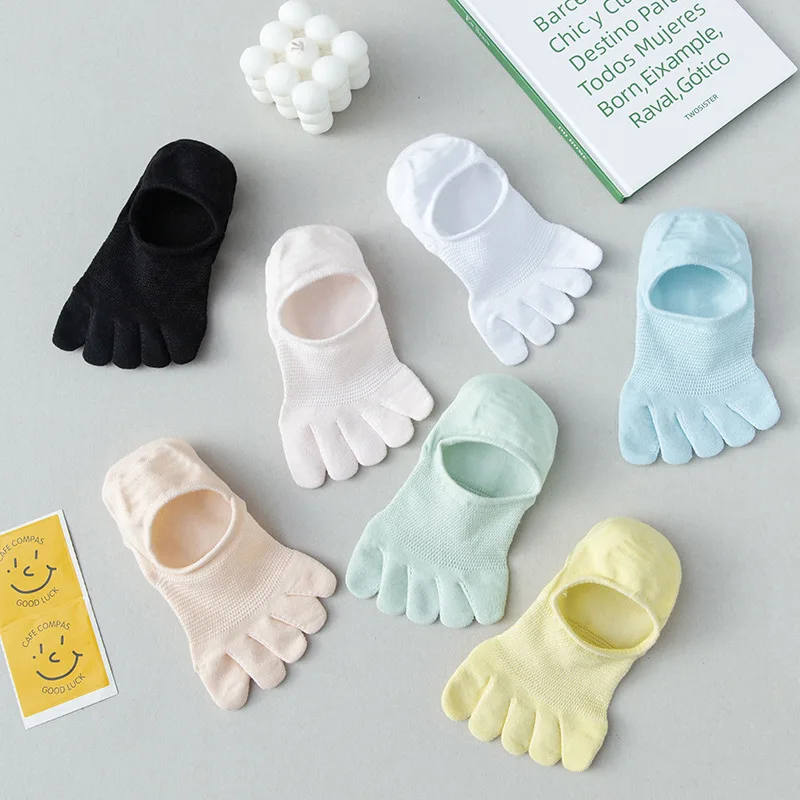 

Five Finger Socks Women Spring Summer Thin Invisible Non Slip Shallow Mouth Cotton Socks 5 Split Toe Socks