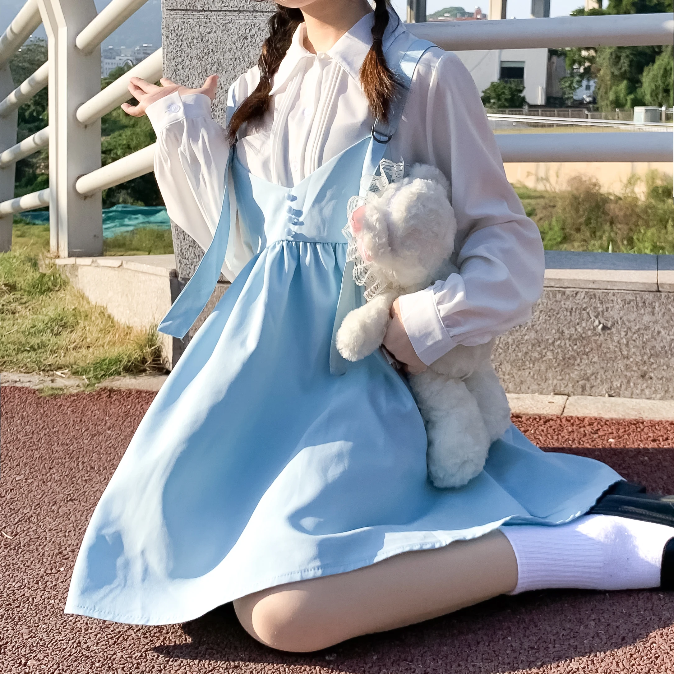 Japanischen Stil PLoose Alle-Match Einfarbig Hosenträger Kleid Hosenträger Kleid für Frauen süße lolita kleid kawaii kleidung