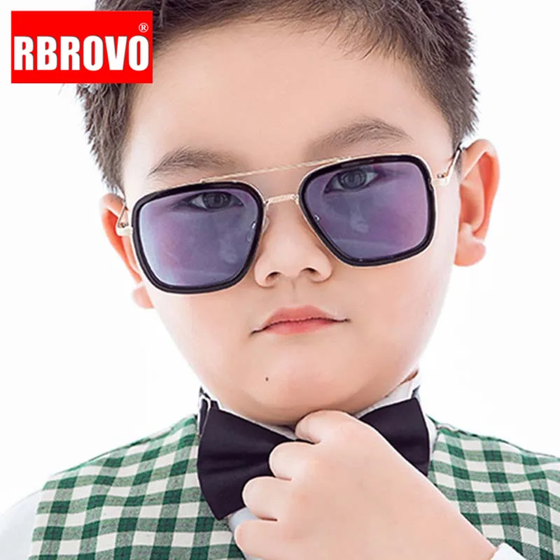 

RBROVO Square Vintage Sunglasses Children Luxury Sunglasses Children Cute Glasses For Boys/Girls Brand Oculos De Sol Feminino