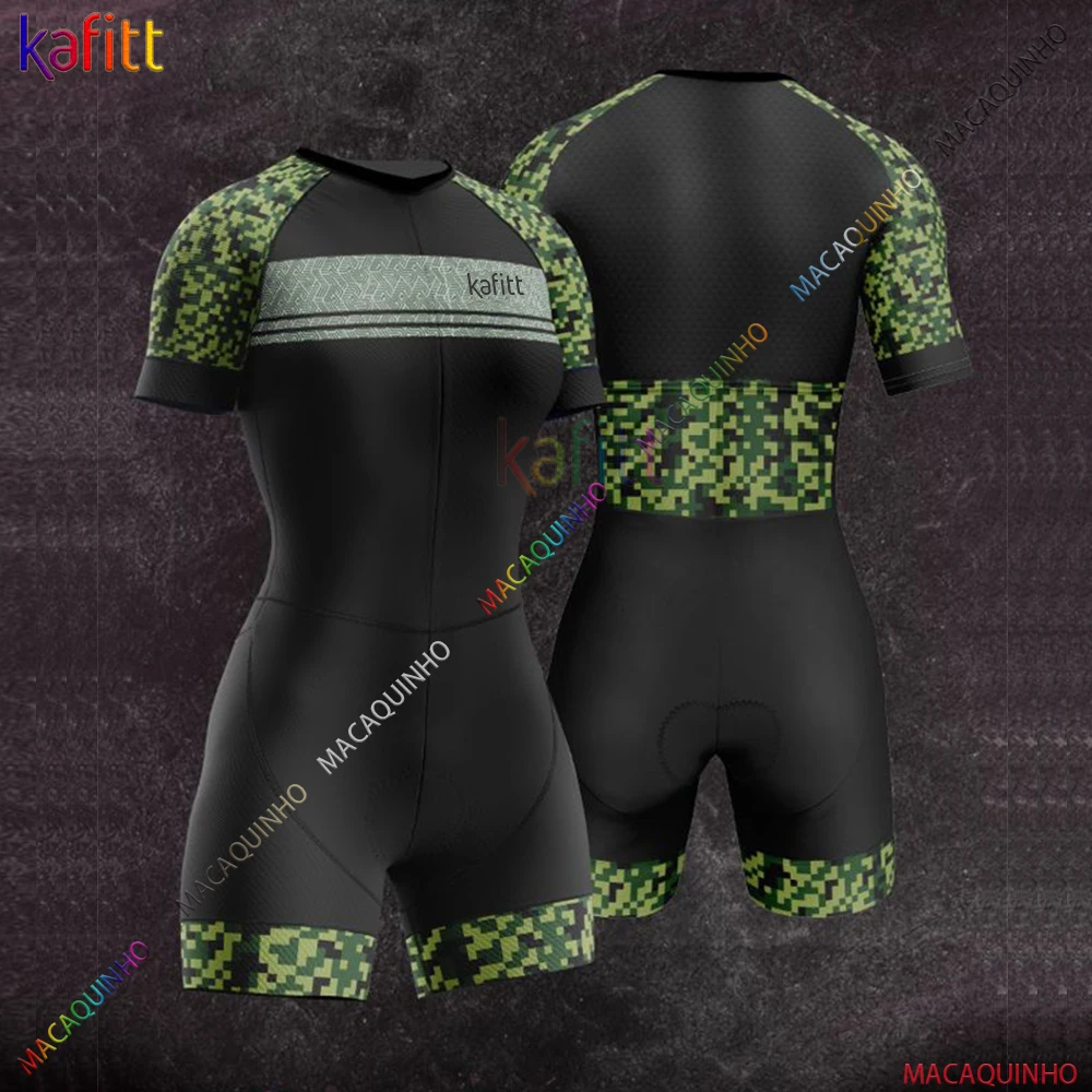 Macaquinho Women's Ciclista Overalls Camouflage Green Triathlon Free Shipping Professional Little Monkey Summer Short Bike Suit