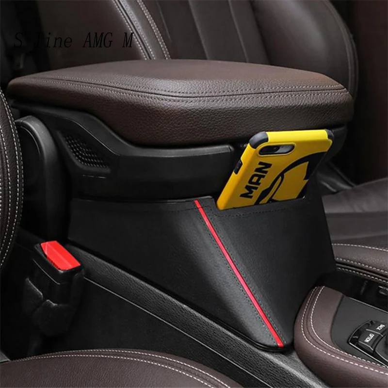 

Car styling Auto central storage box armrest remoulded glove cover decoration Sticker For BMW X1 F48 X2 F47 Interior Accessories