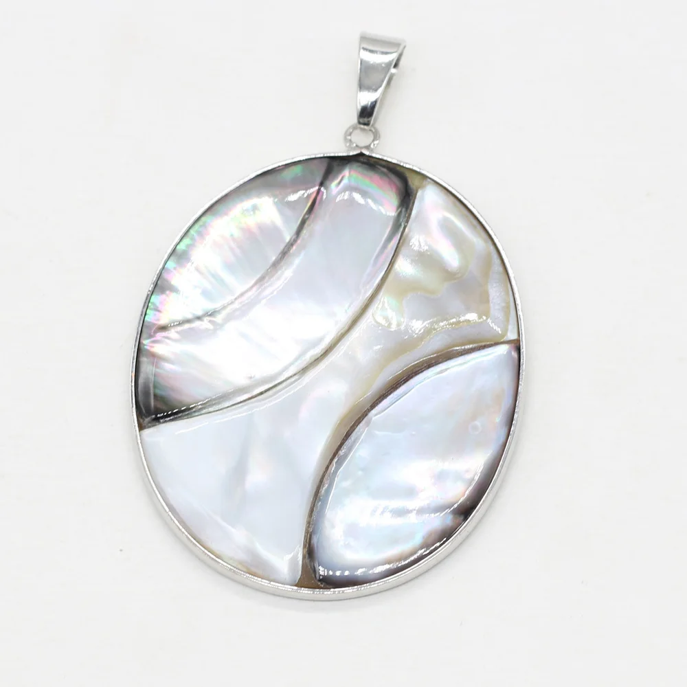 Natural Stone Shell Pendant Exquisite Oval Charms For Jewelry Making Charms DIY Necklace Accessory
