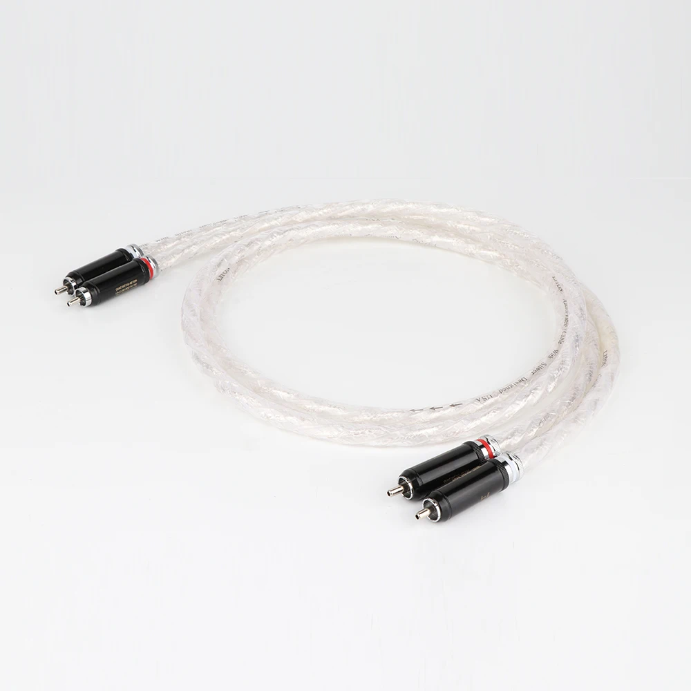 Pair L308 Hi-End  Liton 6N Silver Plated Audio RCA Cable With Rhodium Plated RCA Plug Cable HIFI 2RCA to 2RCA Cable