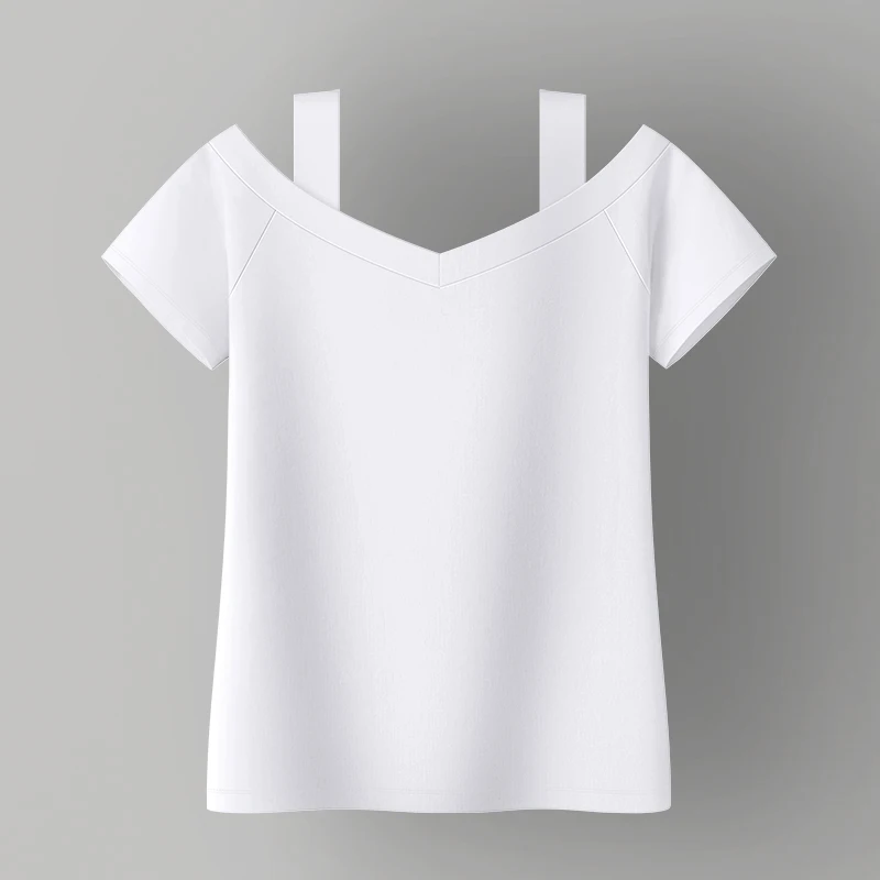 2pc/lot Women T-shirt Short sleeve tshirt for woman Square Collar Solid Color Women's Top Spring Summer Cotton Shirt for womens