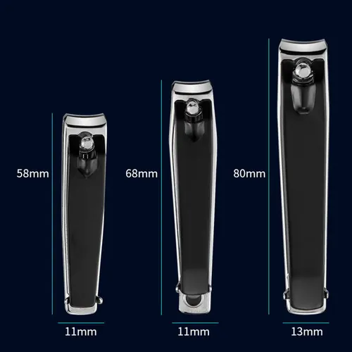 Imagen 2 del producto Cortaúñas grande a prueba de salpicaduras, cortaúñas negro con Lima, tijeras de piel muerta de Metal, herramientas profesionales de acero inoxidable