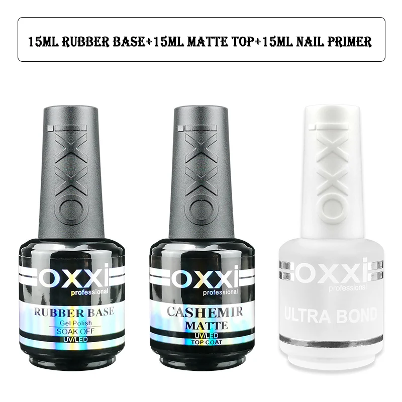 Oxxi Neueste 15ml Nagel-Gummi-Basislack Semi-Permanent UV-Gel-Lacke Primer für Nägel Matt Top Coat Nagelkunst Basis- und Überlack Gellack