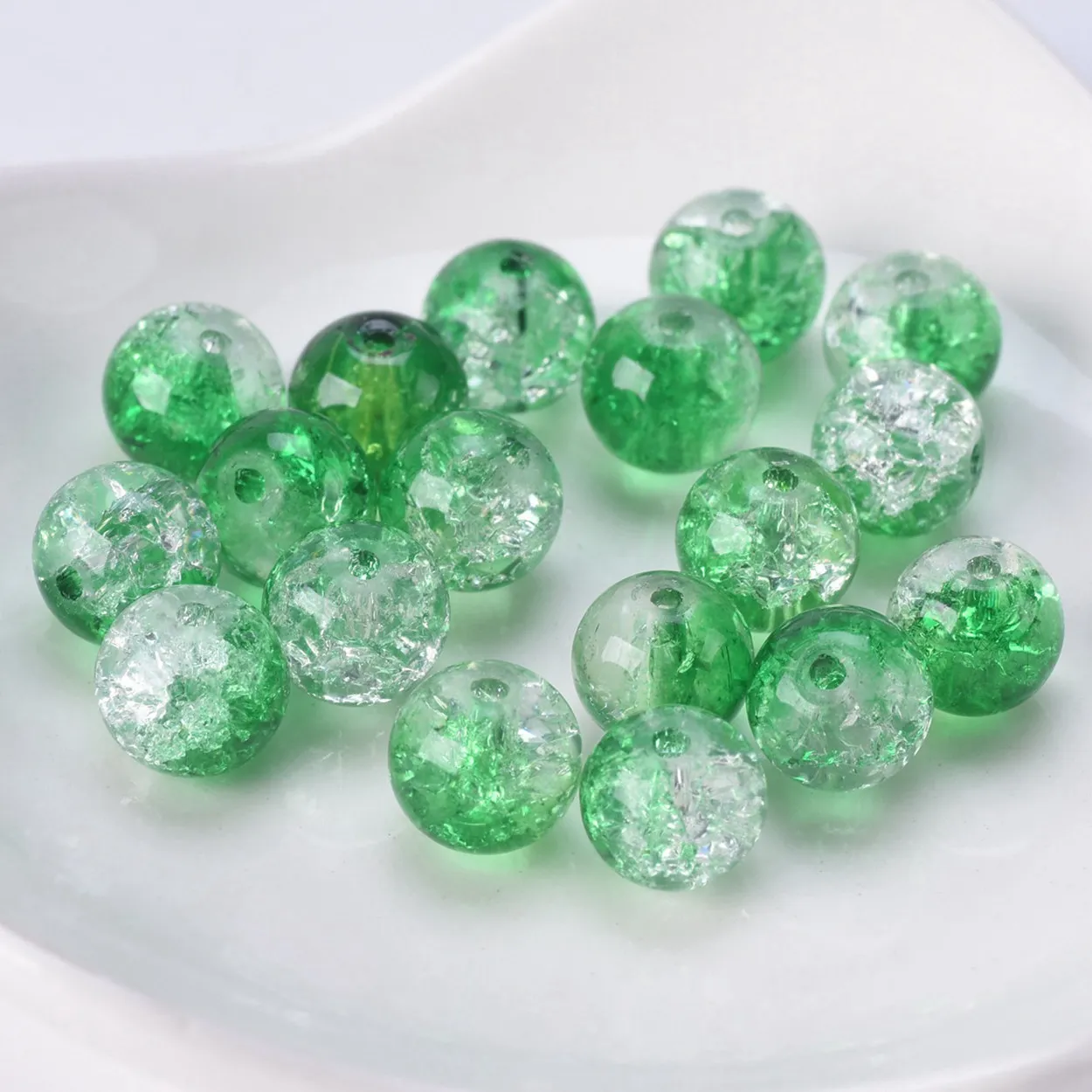 Round Crackle Crystal Glass 4mm 6mm 8mm 10mm Loose Cracked Beads Wholesale Lot for Jewelry Making DIY Crafts Findings