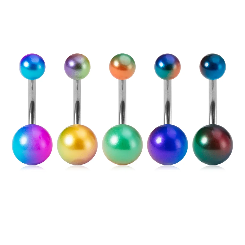 5pcs Candy Colour Acrylic Belly Button Rings, Body Piercing