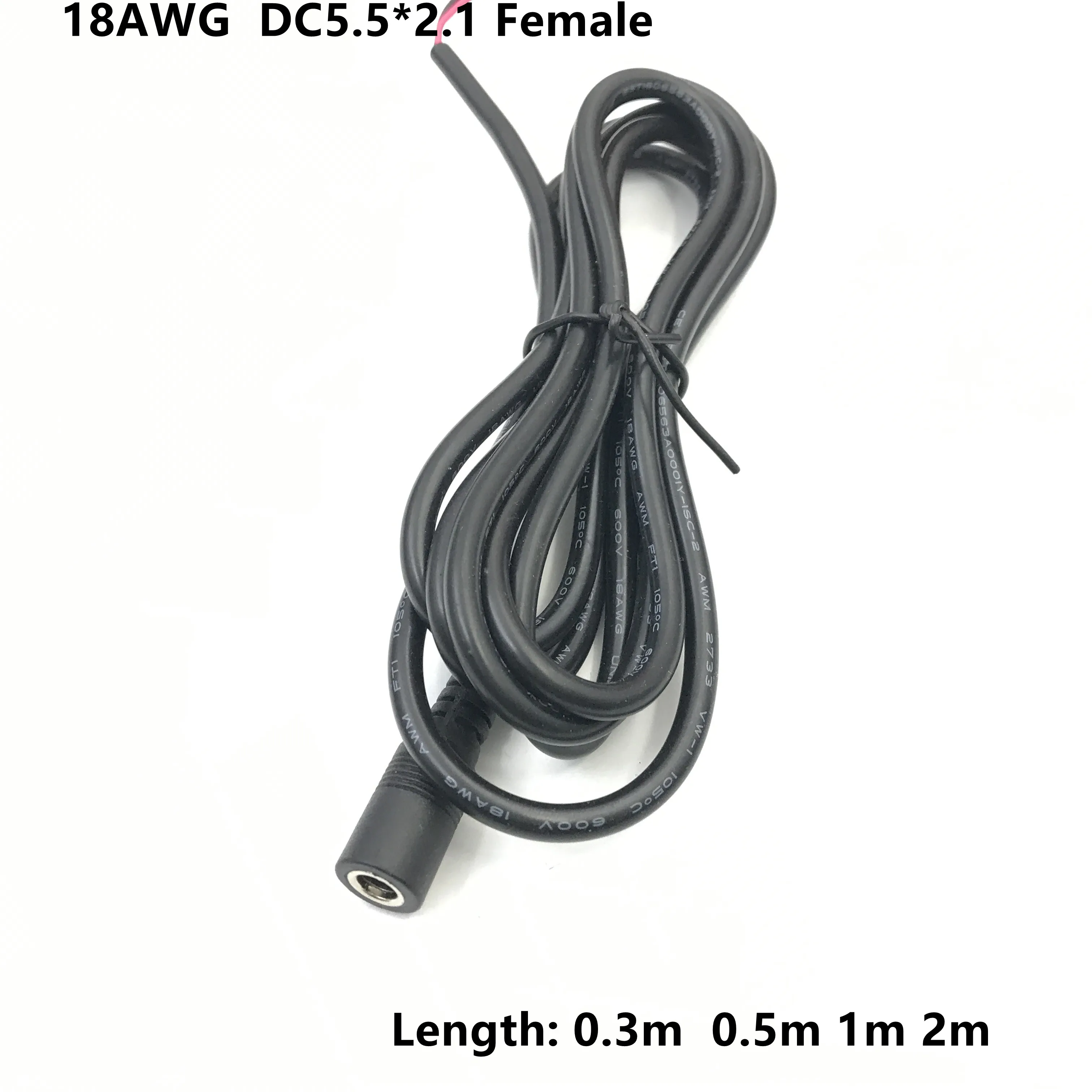 18AWG DC Power Cord 5.5x2.1 5.5*2.1mm Female For Monitoring power extension cords 0.3m 1m 2m