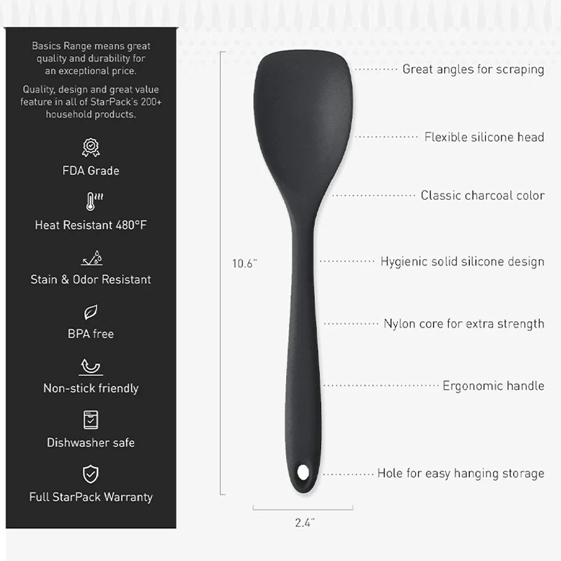 Food Grade Silicone Spoon Spatula Heat Resistant Cooking Spoon Flexible Nonstick Baking Scraper Stirring Scooping Salad Mixing