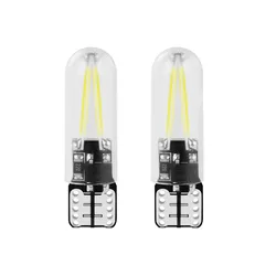 2PCS w5w T10 LED Bulb 194 Filament Glass COB Interior Clearance Lamp Trunk Rear fog Signal Lights auto car led 12V white