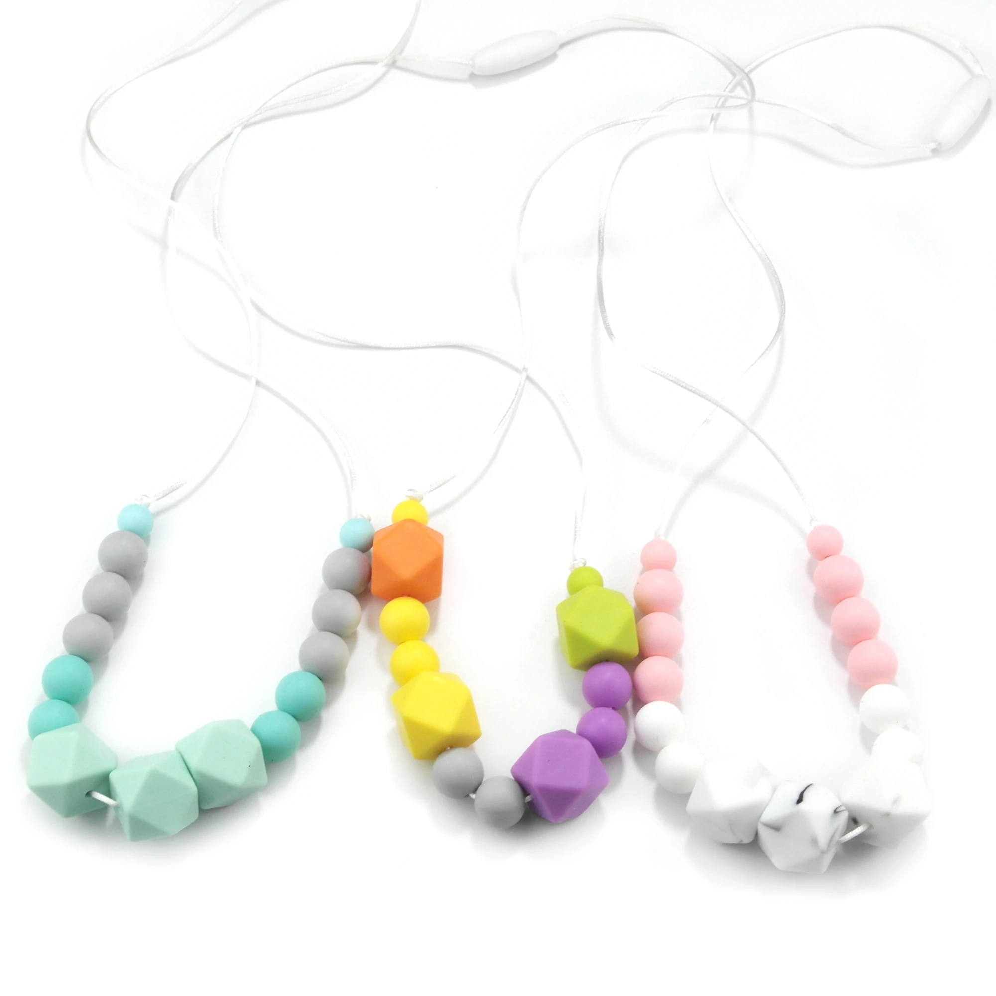 

Baby Silicone Teether Necklace 2PC Baby Silicone Bpa Free Silicone Teething Beads Baby Sensory Toys Charm Necklaces for Mom