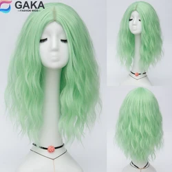 GAKA-pelucas de Cosplay de Lolita para mujer, pelo sintético largo y rizado, verde, rojo, rosa, gris, parte media, tocado de fiesta para niña