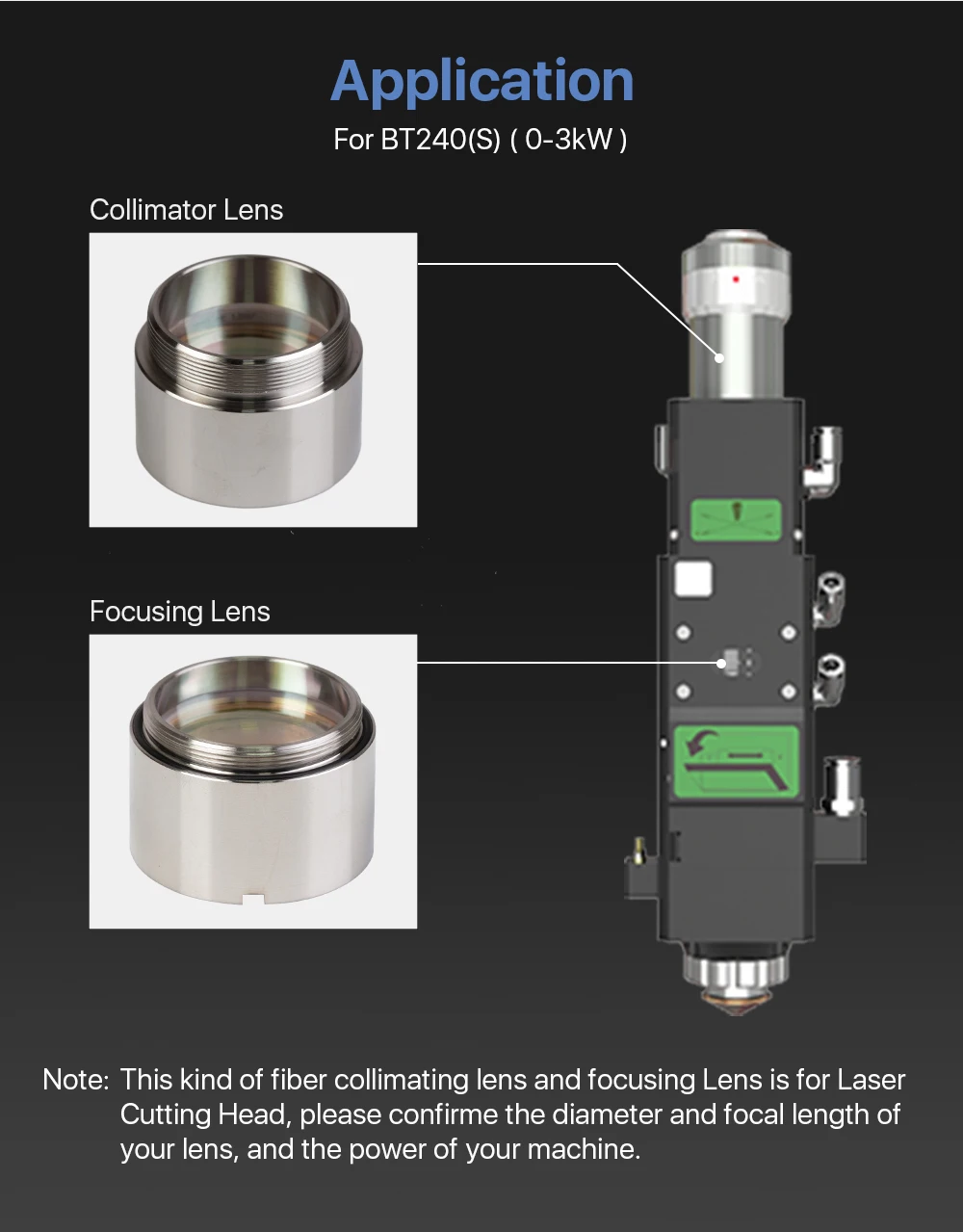 Cloudray BT240S Faser Laser Fokus Objektiv D30 F100 F125mm mit Objektiv Halter für Raytools Laser Schneiden Kopf BT240 BT240S 0-4KW – Detail 3