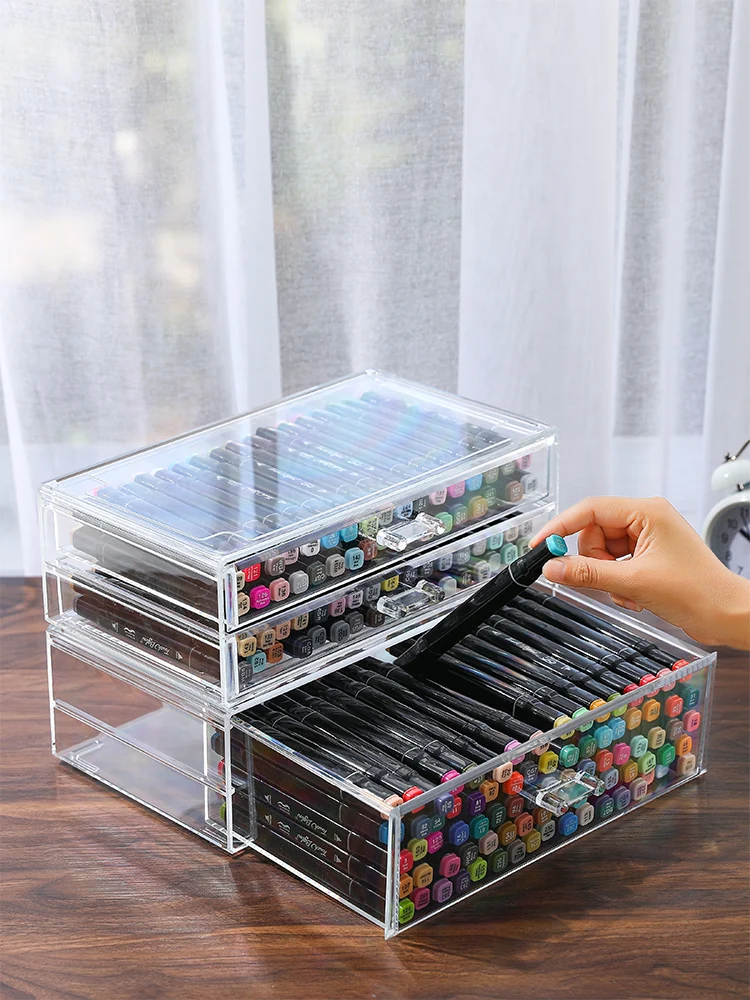 Acrylic Transparent Drawers Makeup Organizer Lipstick Holder Dust-Proof Cosmetic Storage Box 3/4/6 Drawer Desk Organizer Storage