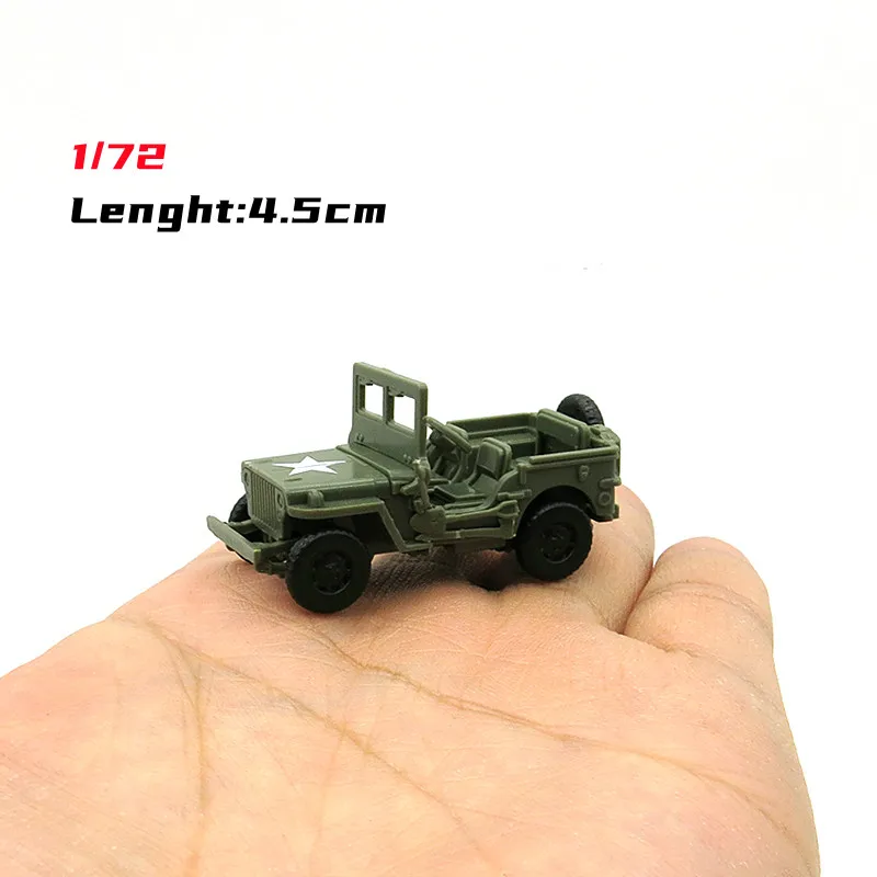 1/72 World War II Willys Jeep Model with Hanging Bucket Military Vehicle Assembly SUV Model