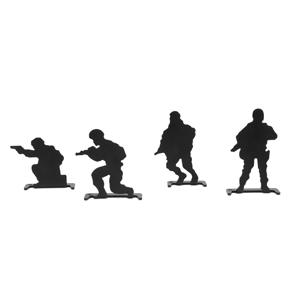 4PCS Metal Aluminum Shooting Soldier Target 4-Postures Design Mini Soldiers Silhouette for Shooting Aming Practice