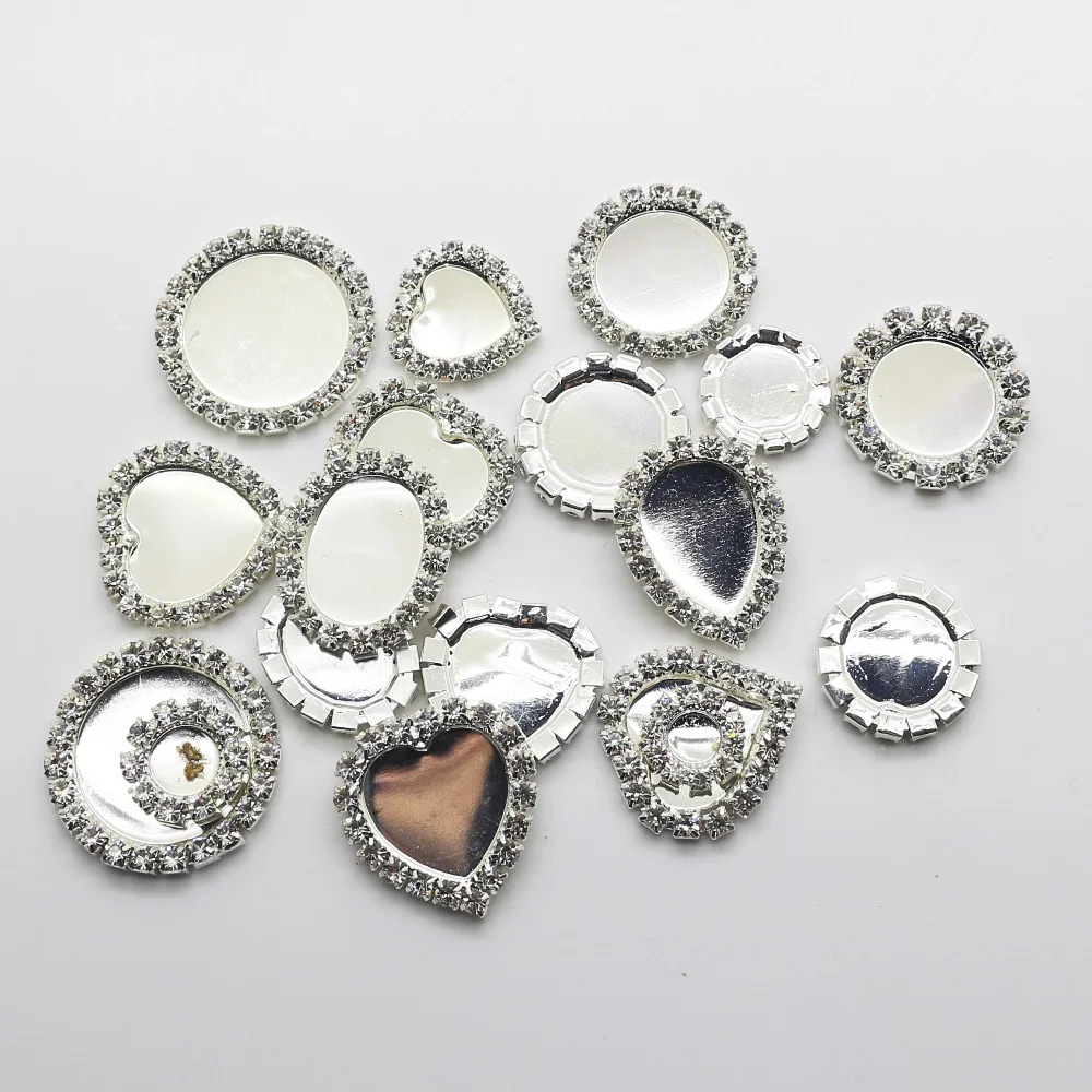 New Hot 10Pcs Mix Size Diy jewelry Accessories rhinestones pedestal embellishments caps Decoration For Making Silver Base