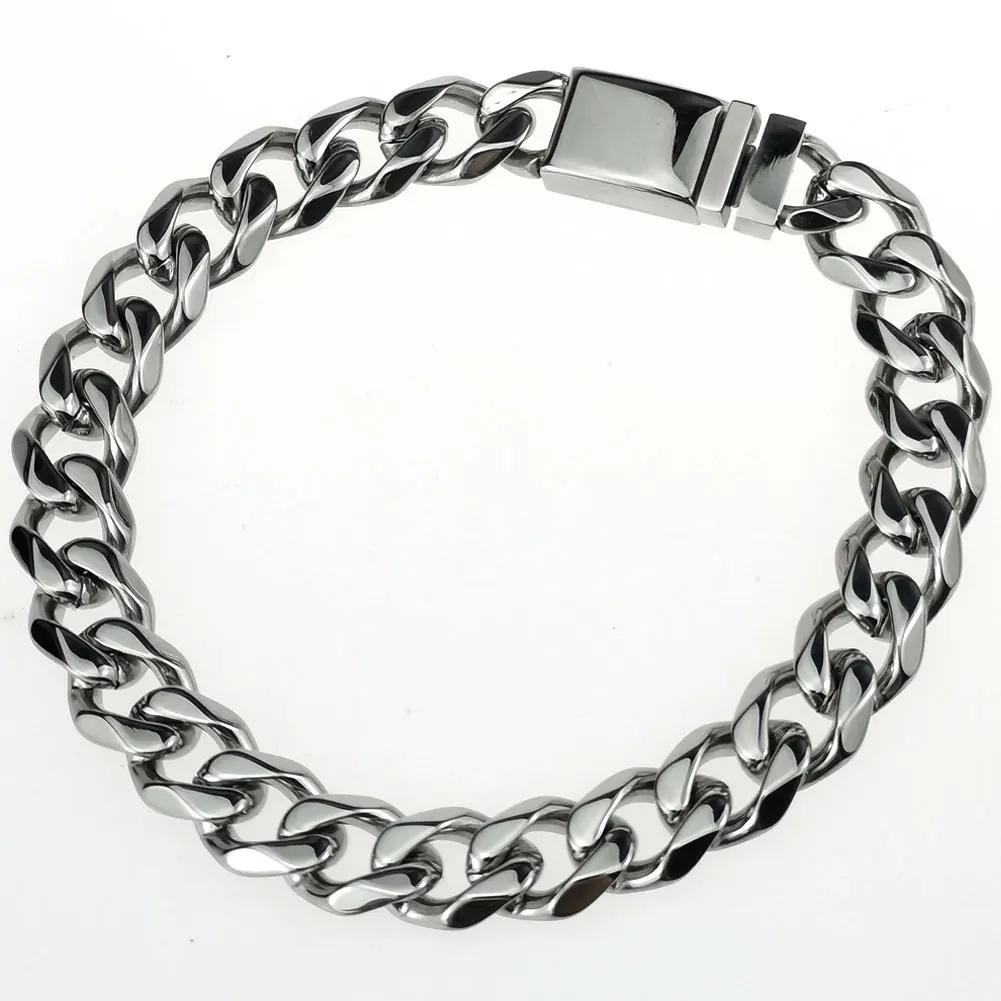 Drop Shipping Jewelry Silver Color 9-16mm Stainless Steel Miami Cuban Bracelet Men Women