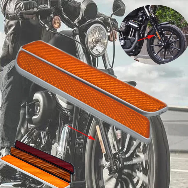 Dla motocykla 136*21MM przedni widelec reflektor dolne nogi suwak ostrzeżenie o bezpieczeństwie dla Harley Dyna Softail Sportster 883 1200 Fatboy