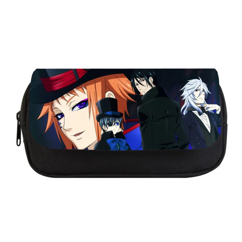 Student Pencil case Anime Black Butler Pencil bag Women Makeup Bag Child girls Pencil Case Double Zipper pencil Bag