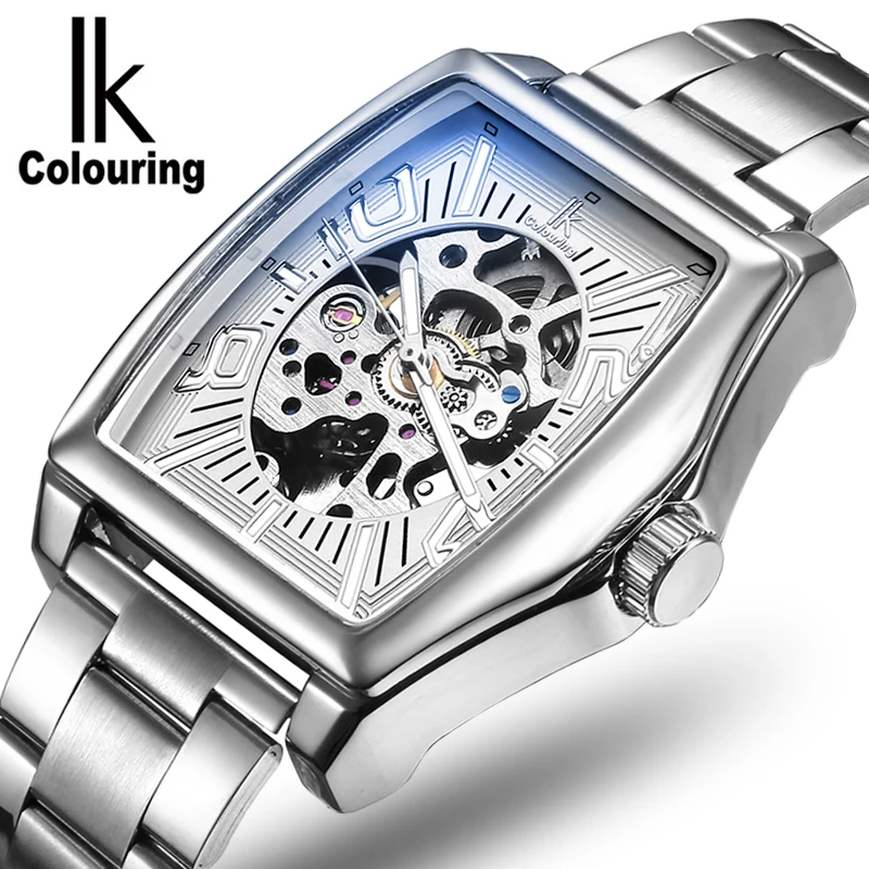 

IK Colouring Automatic Watch for Men Mechanical Wristwatches Relogio Masculino Clock Skeleton Luxury