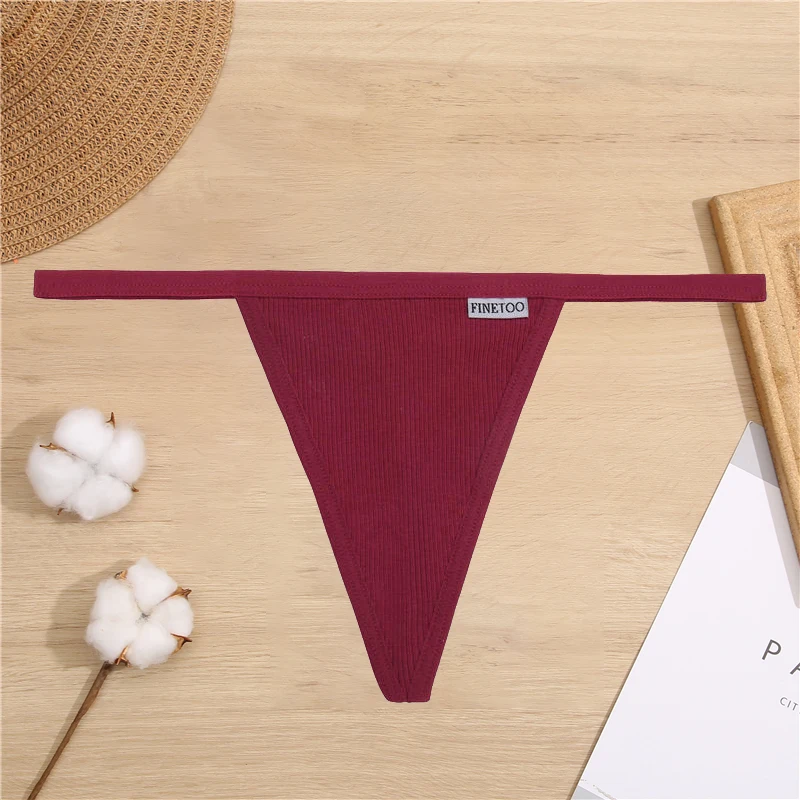 FINETOO Frauen Sexy Baumwolle Niedrige Taille Höschen Tangas Weibliche Unterwäsche T-Back G-String Damen Slip Mädchen M-XL Bikini Dessous