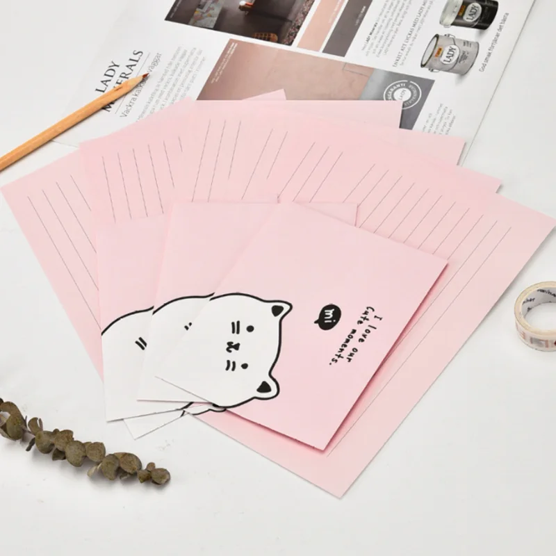 Cat Doodle Envelope Letter Paper Set 3 Envelope 6 Sheets Letter Stationery Wedding Invitation Romantic Confession Love Writing