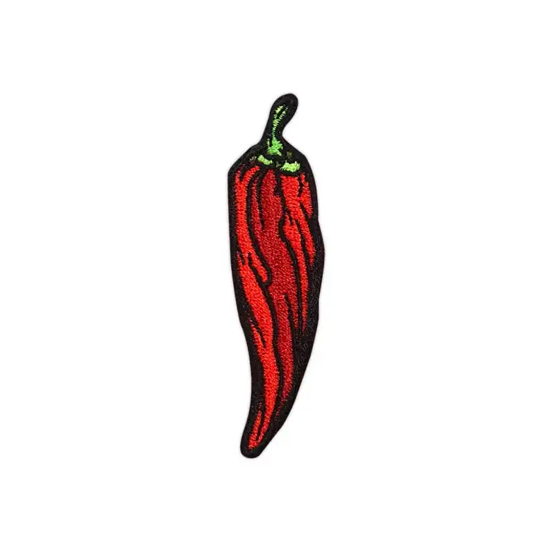 Red Pepper Patches Embroidery Iron on for Clothing Cheap Applique High Quality Cartoon Cute Pepper Plant Badges DIY