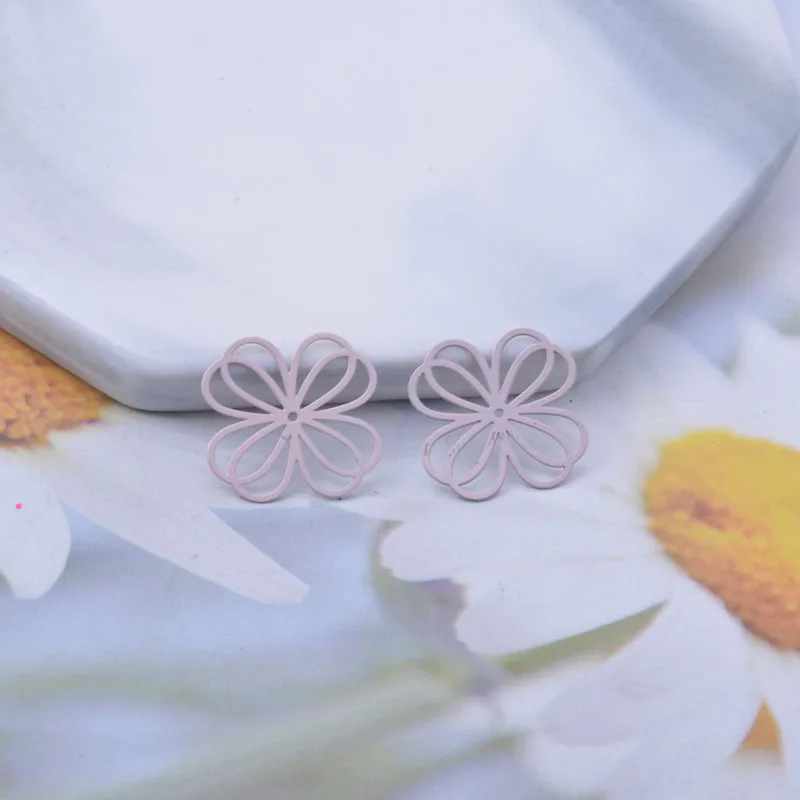 100 Stück AC6249 16mm Messing Blumen-Anhänger Verbinder DIY Schmuck Ohrring-Zubehör – Detail 4