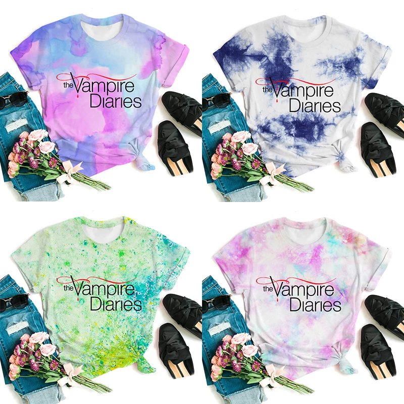 The Vampire Diaries Girls T Shirts Summer Women 3D Print Colorful T-shirts Unisex Tees Ladies Tops Female Short Sleeves Tshirt