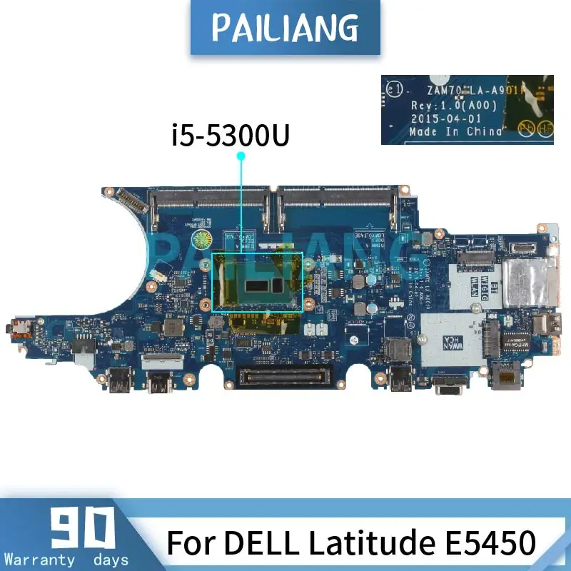 

I5-5300U для DELL Latitude 5450 E5450, материнская плата ноутбука ZAM70 I5-5200U 04CNY4 0C7K68 DDR3, материнская плата для ноутбука