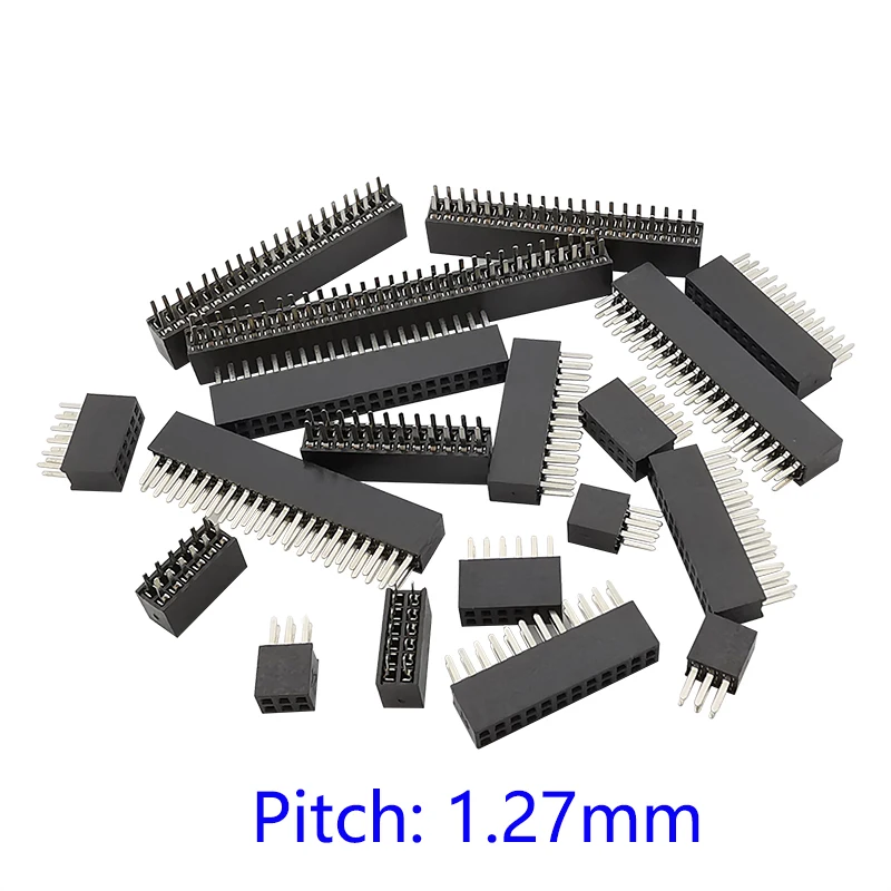 10Pcs 1.27mm Pitch Double Row Pin Female Header Socket 2*2p 3p 4p 5p 6p 8p 10p 12p 40p 50p Pin Connector