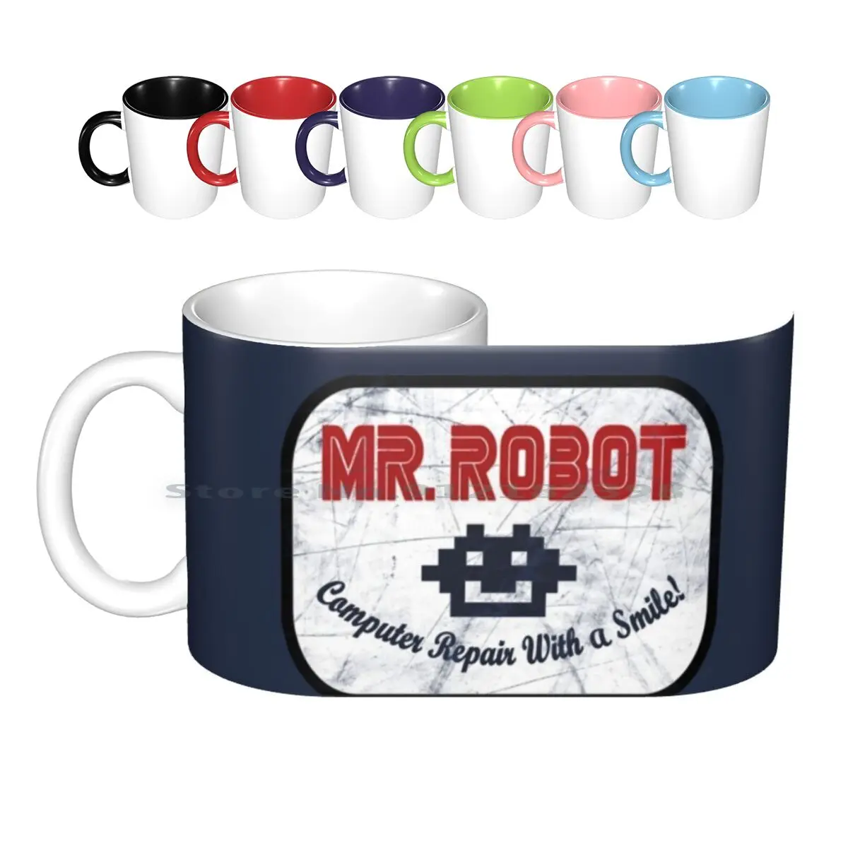 Mr Robot-Computer Repair With A Smile Ceramic Mugs Coffee Cups Milk Tea Mug Fsociety Fsociety Mr Robot Tv Drama Hacker Hacker