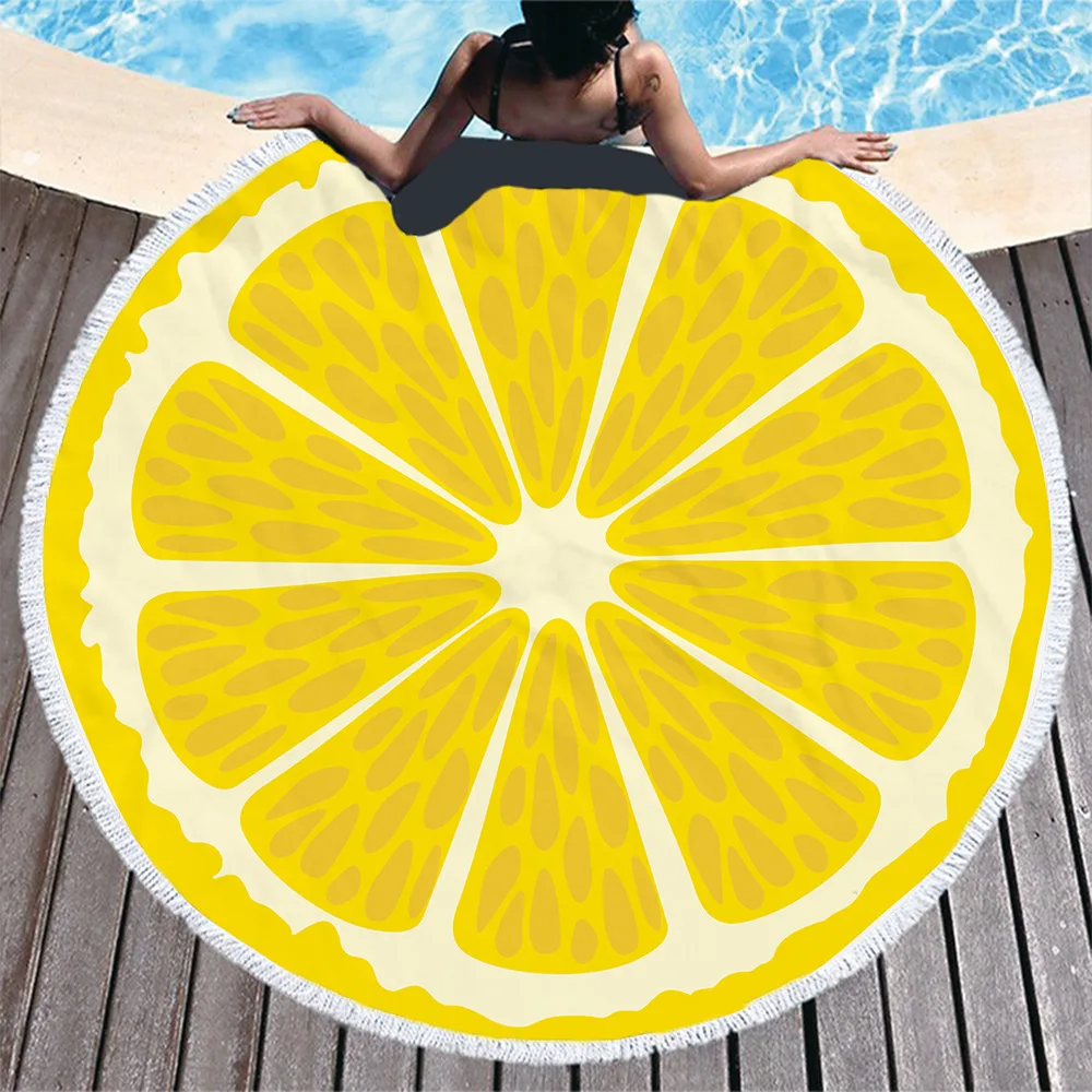 Orange Printing Series Round Beach Towel Digital Printing Heat Transfer Beach Gym Seaside Bath Towel Summer Swimming Pool Fruit